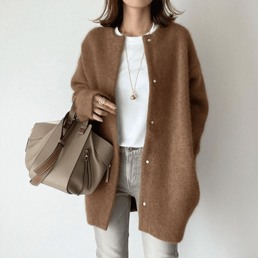 Fleur | Women's Crew Neck Midi Cardigan