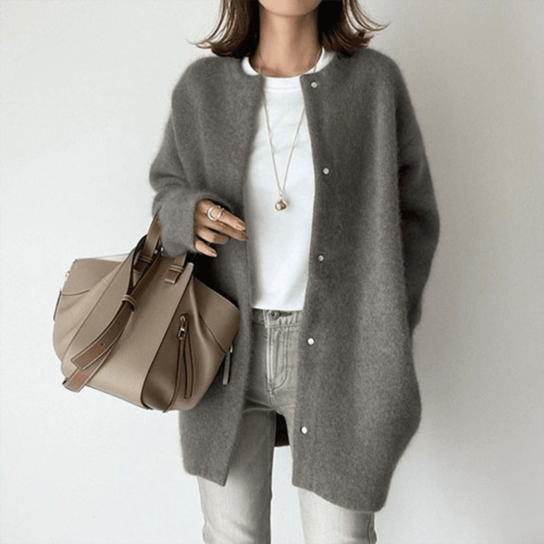 Fleur | Women's Crew Neck Midi Cardigan