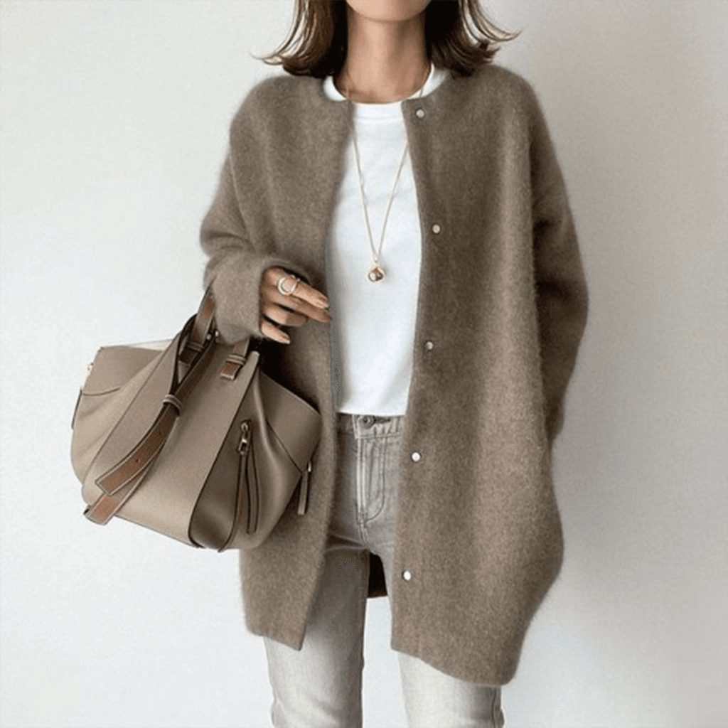 Fleur | Women's Crew Neck Midi Cardigan