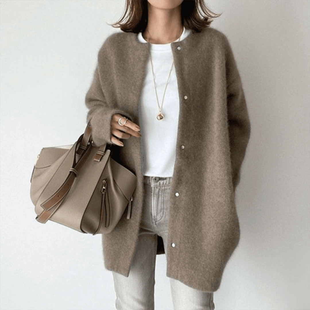 Fleur | Women's Crew Neck Midi Cardigan