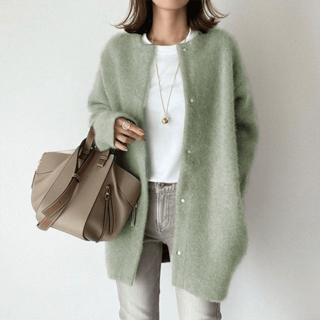Fleur | Women's Crew Neck Midi Cardigan