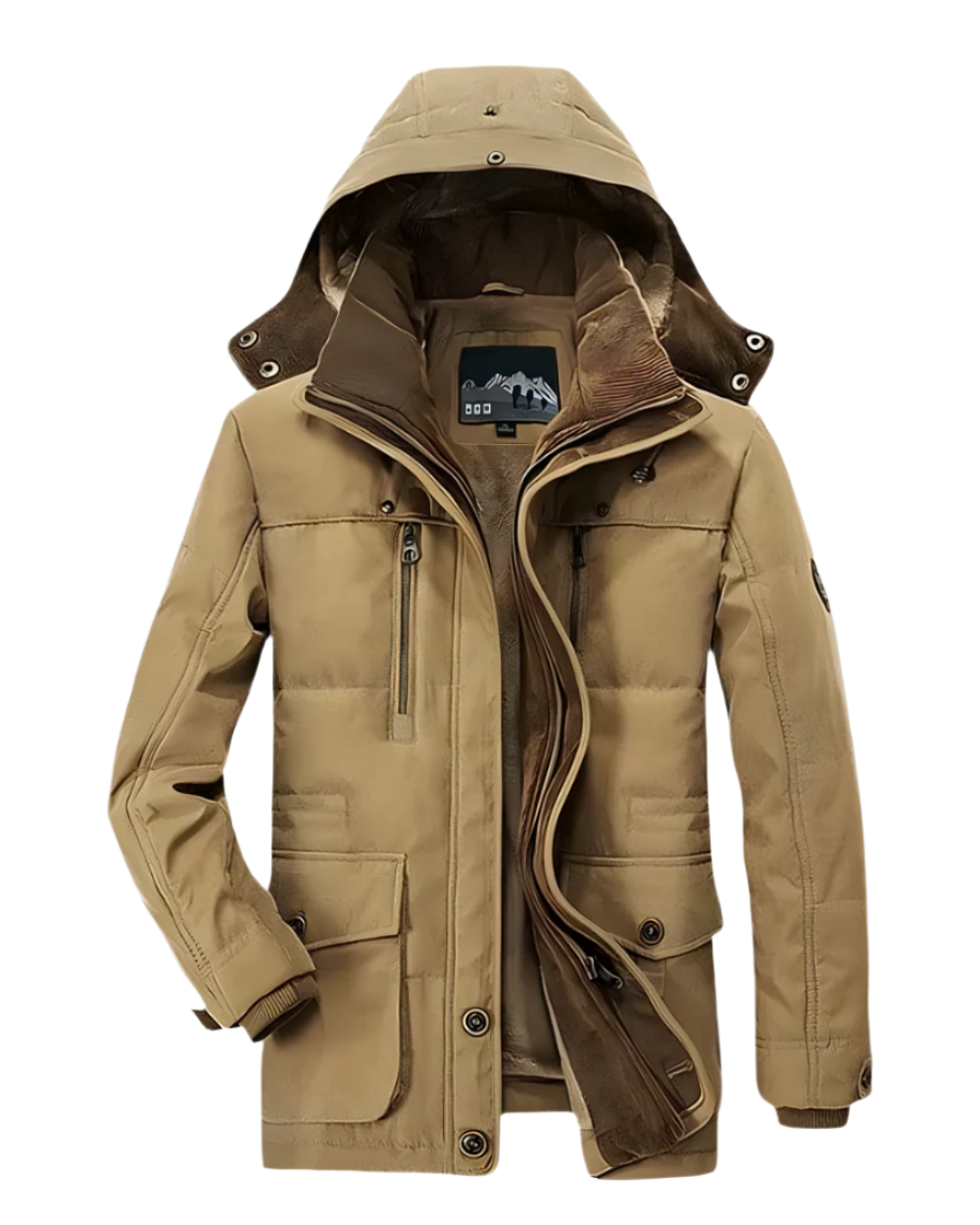 Men's Lined Hooded Parka Winter Jacket