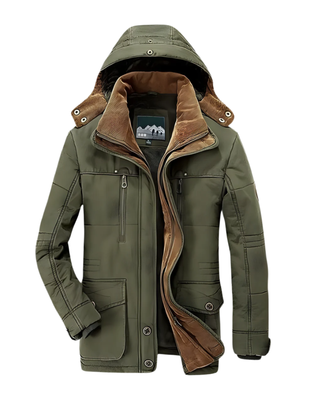 Men's Lined Hooded Parka Winter Jacket