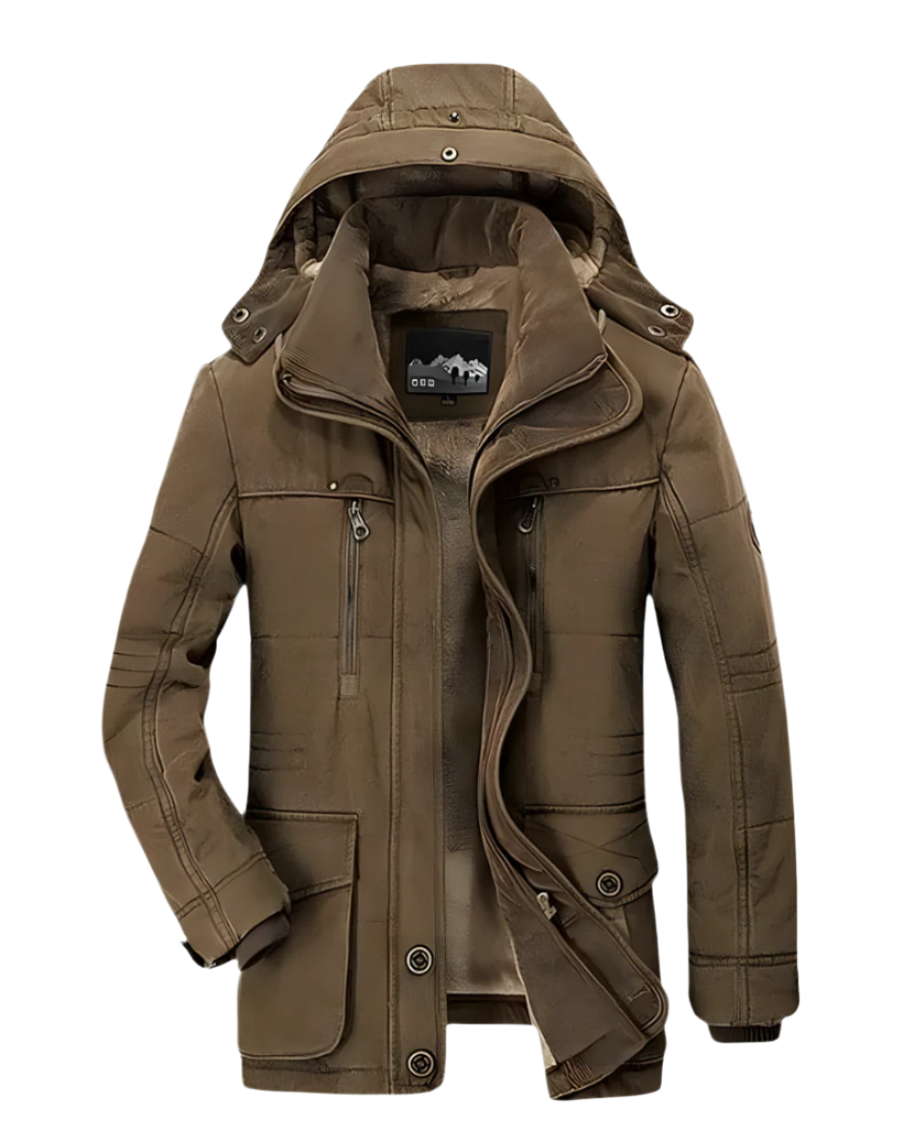 Men's Lined Hooded Parka Winter Jacket