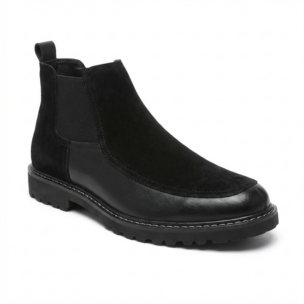 Textured Leather Chelsea Boots