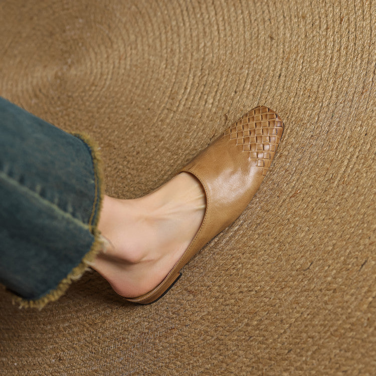 Women's Genuine Leather Mules Slip-On Casual Footwear