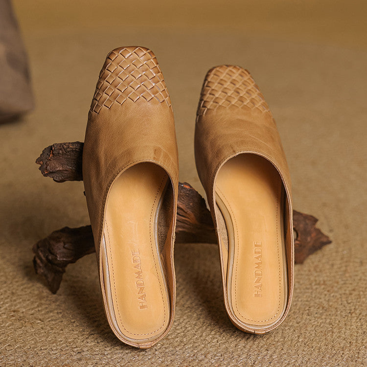 Women's Genuine Leather Mules Slip-On Casual Footwear