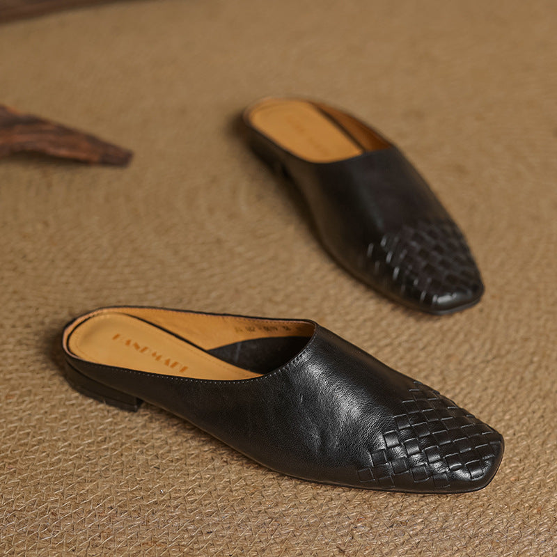 Women's Genuine Leather Mules Slip-On Casual Footwear
