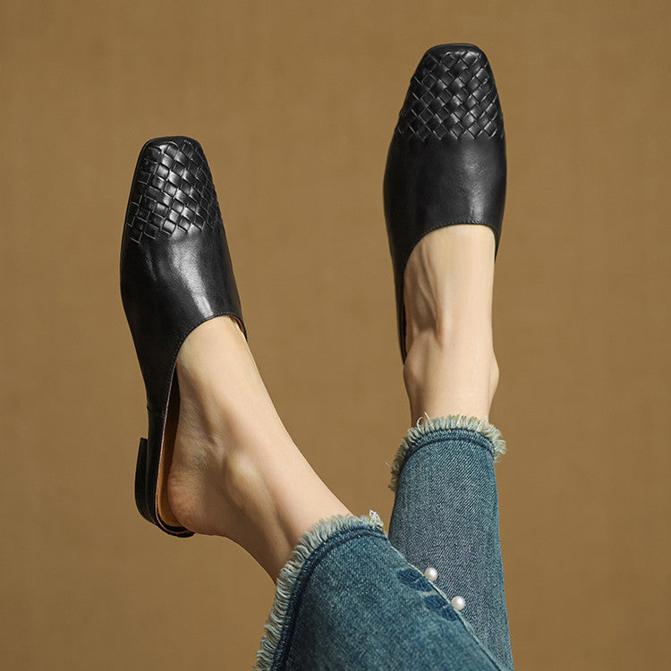 Women's Genuine Leather Mules Slip-On Casual Footwear