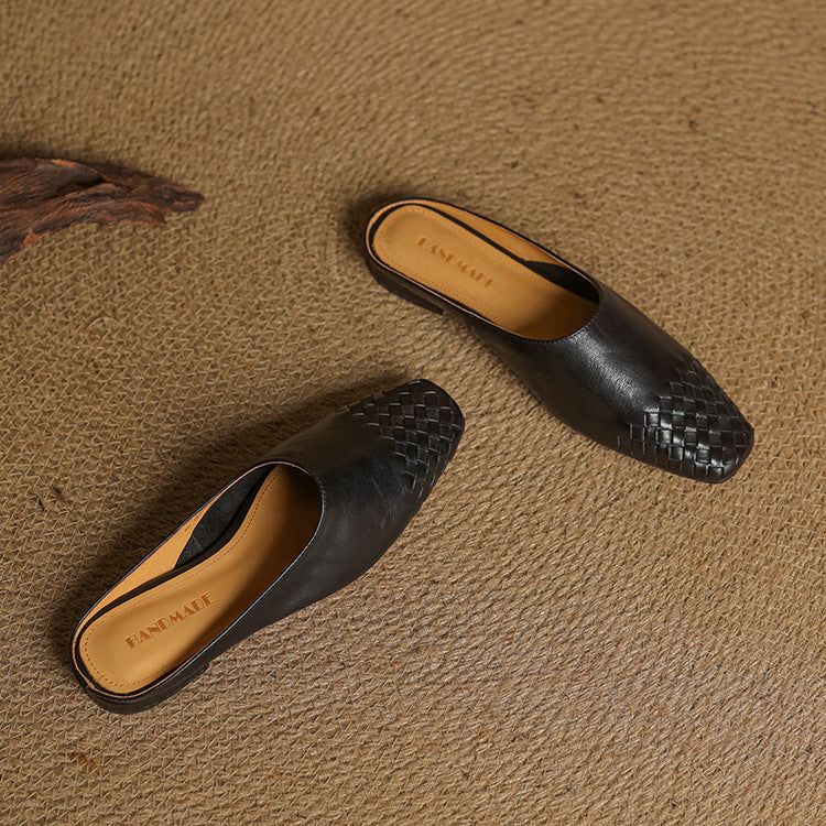 Women's Genuine Leather Mules Slip-On Casual Footwear