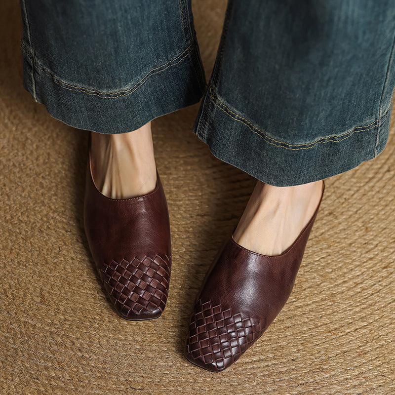 Women's Genuine Leather Mules Slip-On Casual Footwear