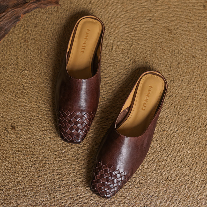 Women's Genuine Leather Mules Slip-On Casual Footwear
