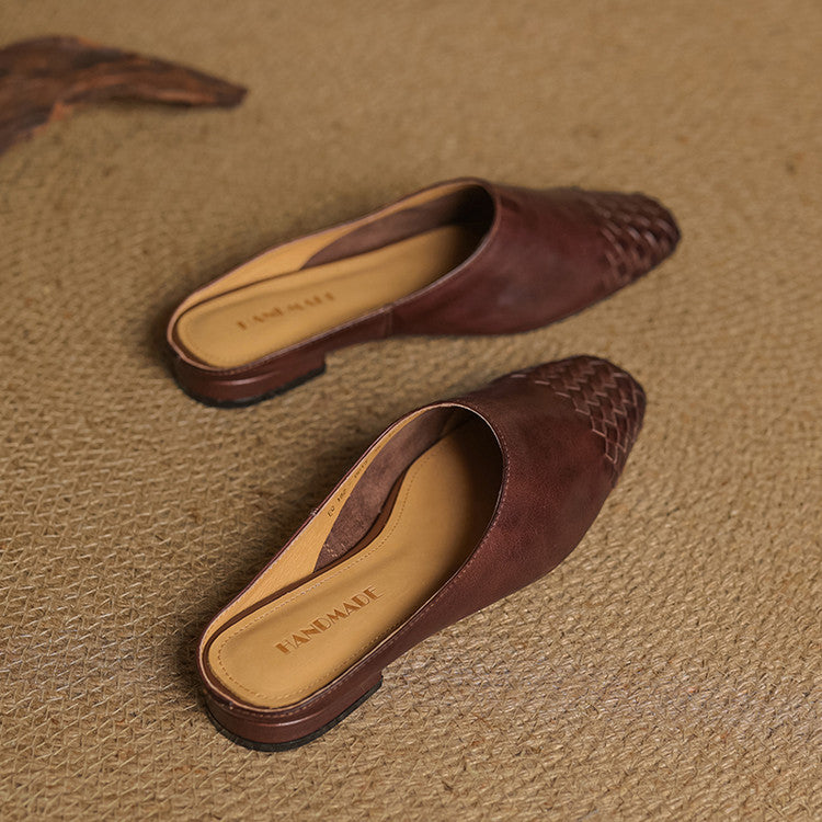 Women's Genuine Leather Mules Slip-On Casual Footwear