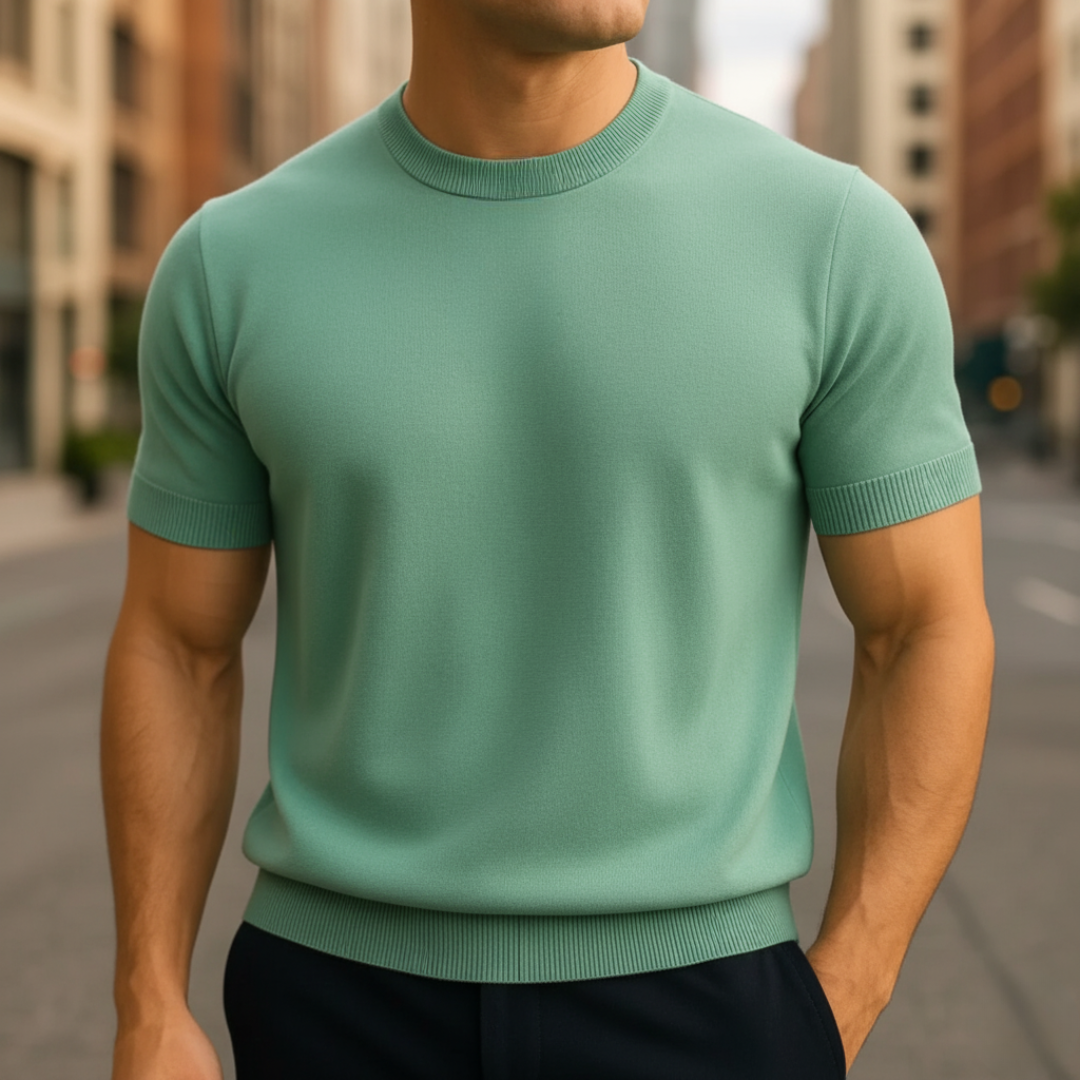 Men’s Short-Sleeve Cashmere Sweater
