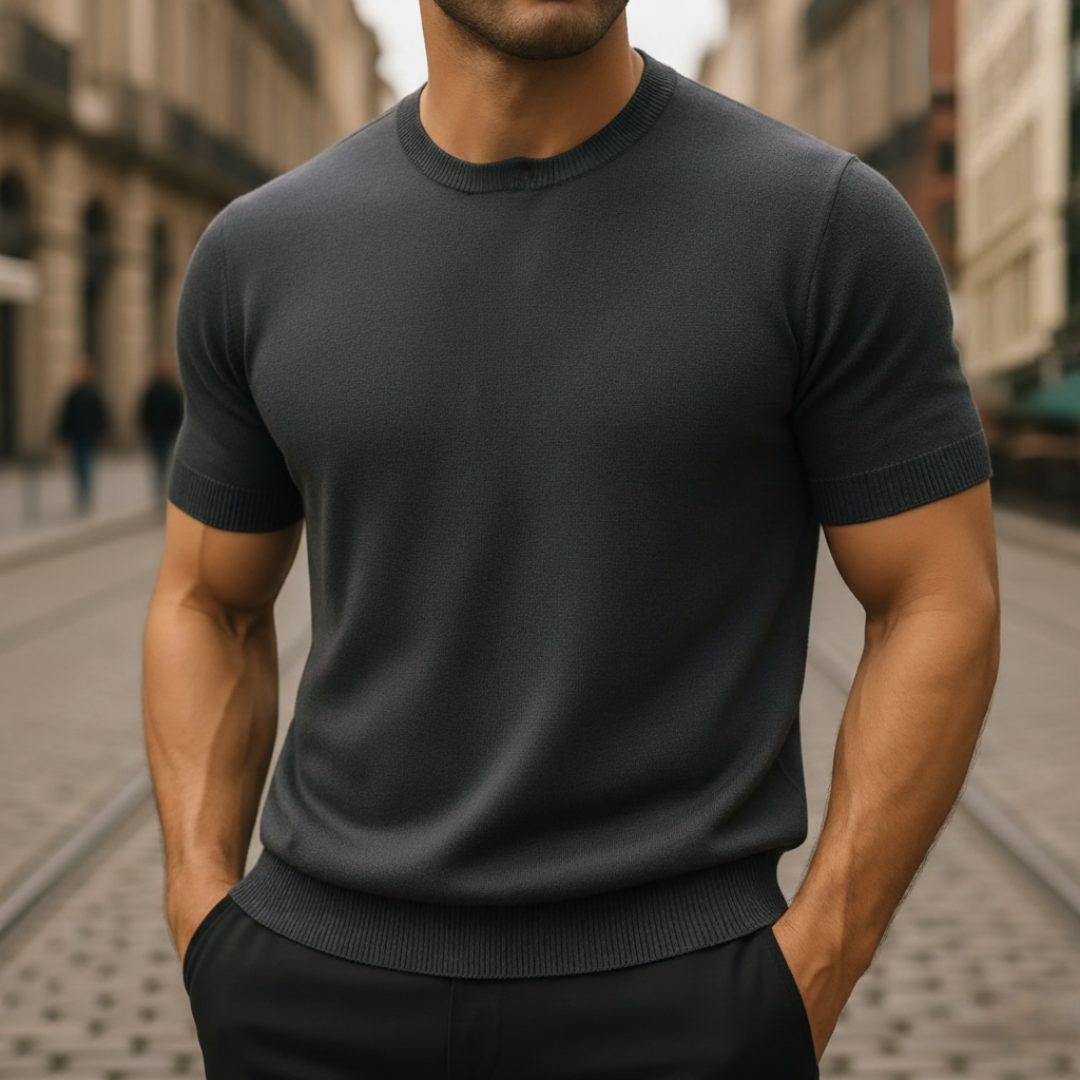 Men’s Short-Sleeve Cashmere Sweater