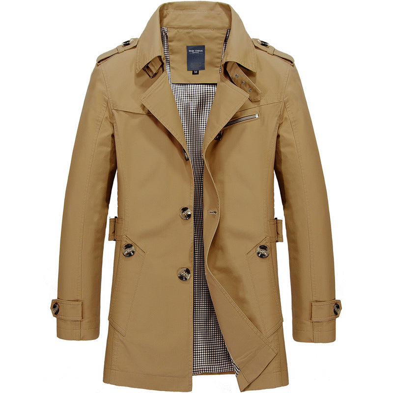 Men's Slim Fit Long Trench Coat