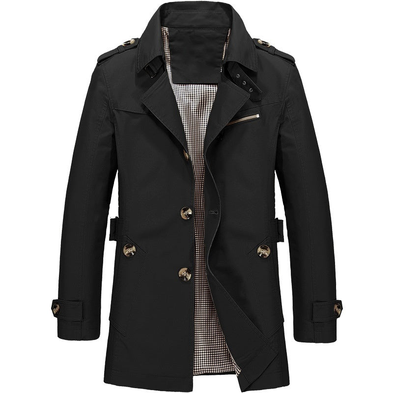Men's Slim Fit Long Trench Coat