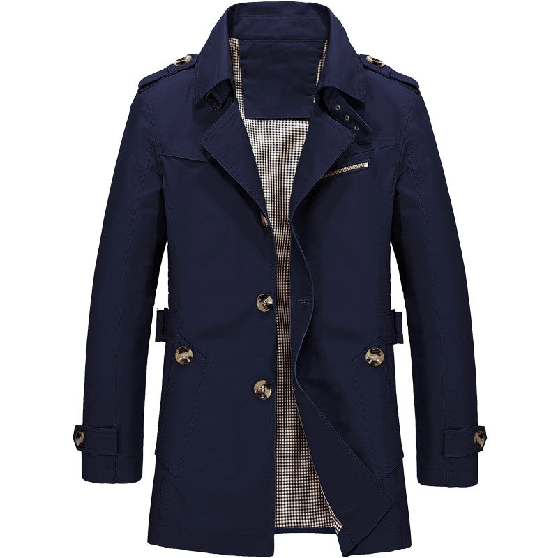 Men's Slim Fit Long Trench Coat