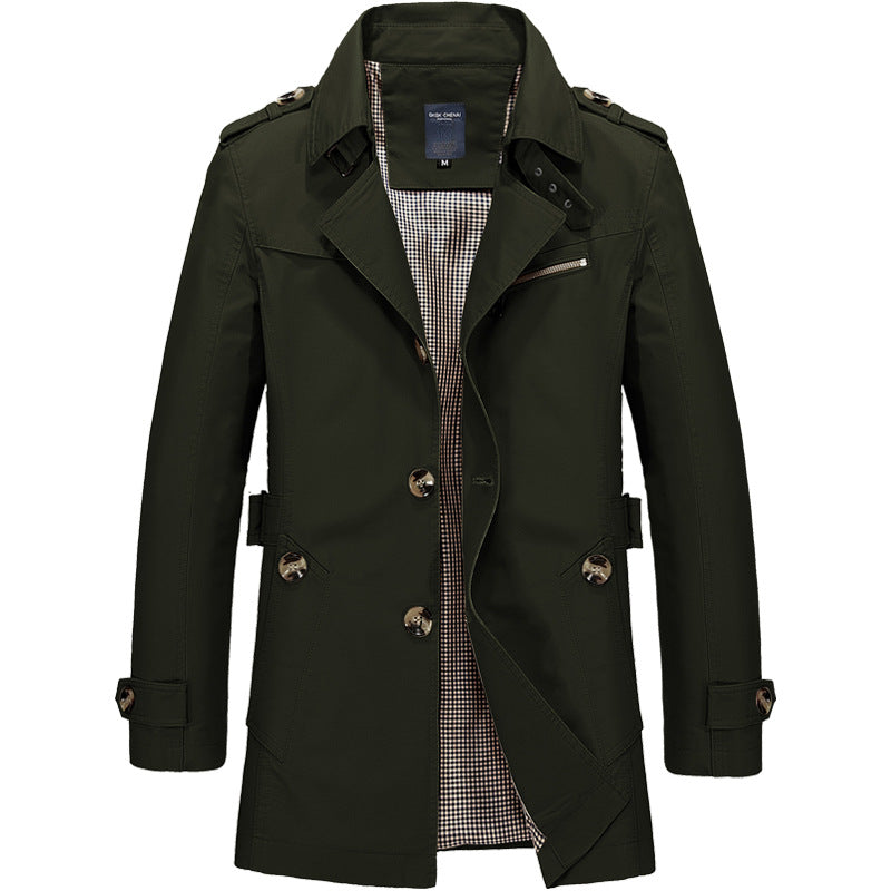 Men's Slim Fit Long Trench Coat
