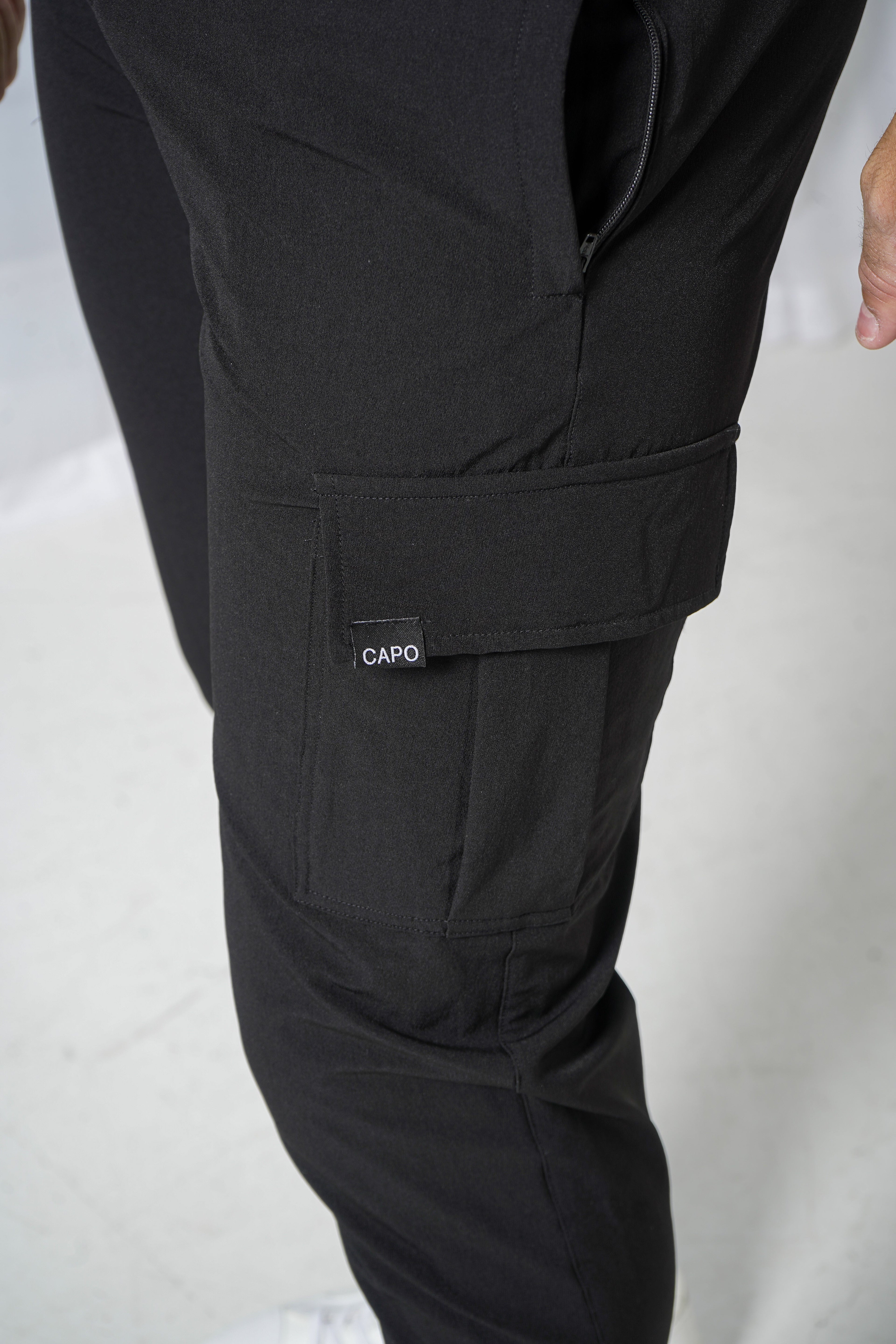 Men's Slim-Fit Cargo Pants with Side Pockets and Elastic Waistband