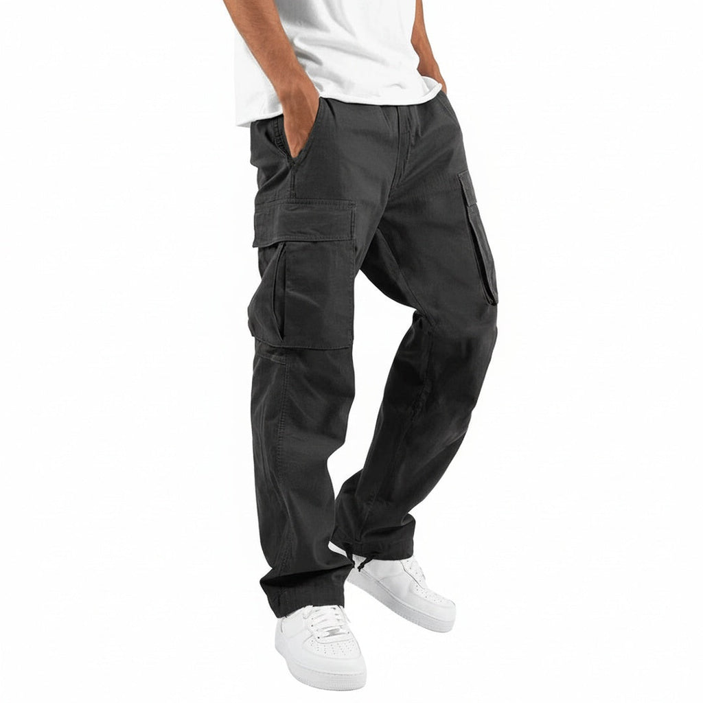 Men's Cargo Pants with Elastic Waistband and Drawstring