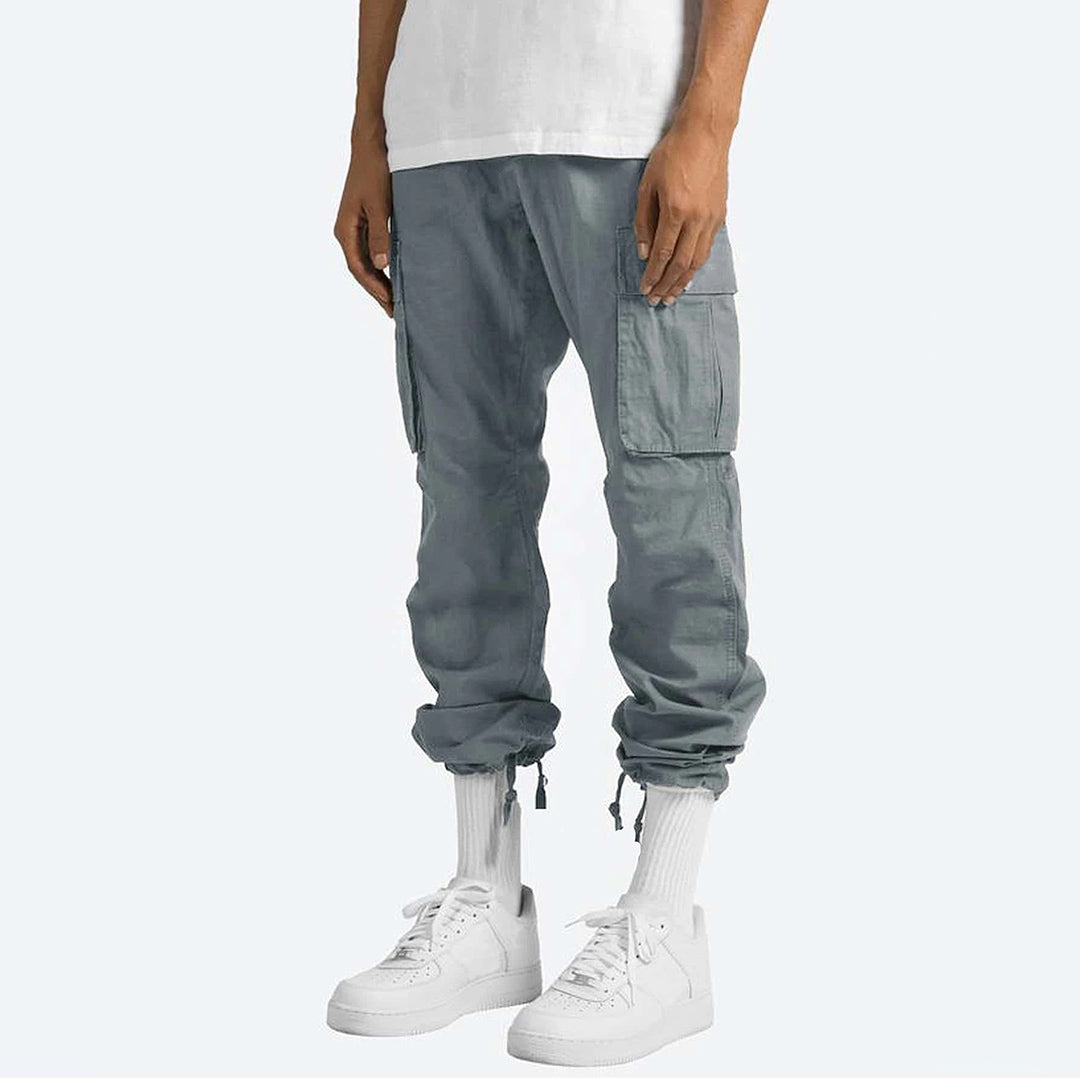 Men's Cargo Pants with Elastic Waistband and Drawstring