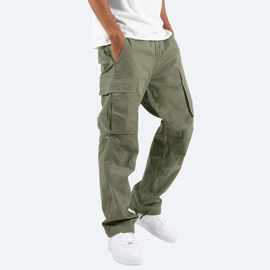 Men's Cargo Pants with Elastic Waistband and Drawstring
