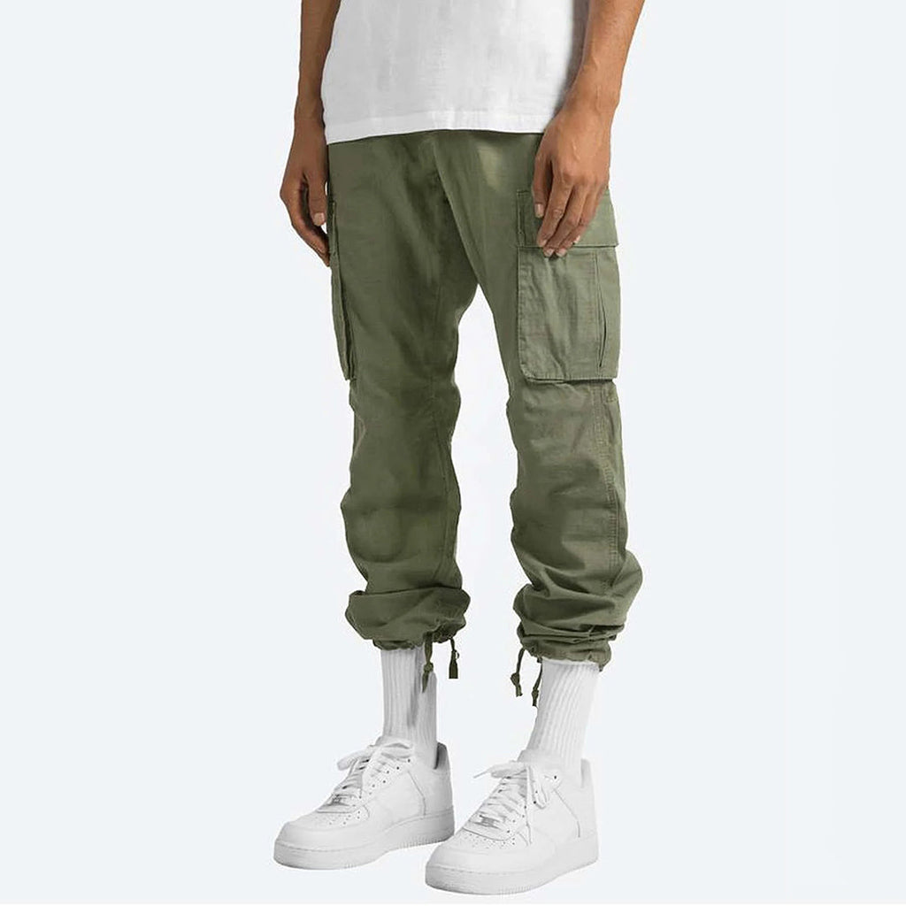 Men's Cargo Pants with Elastic Waistband and Drawstring