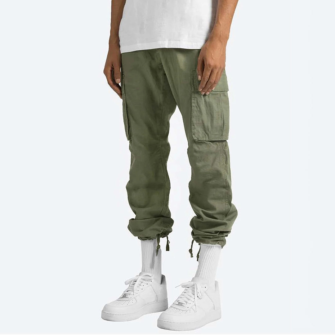 Men's Cargo Pants with Elastic Waistband and Drawstring