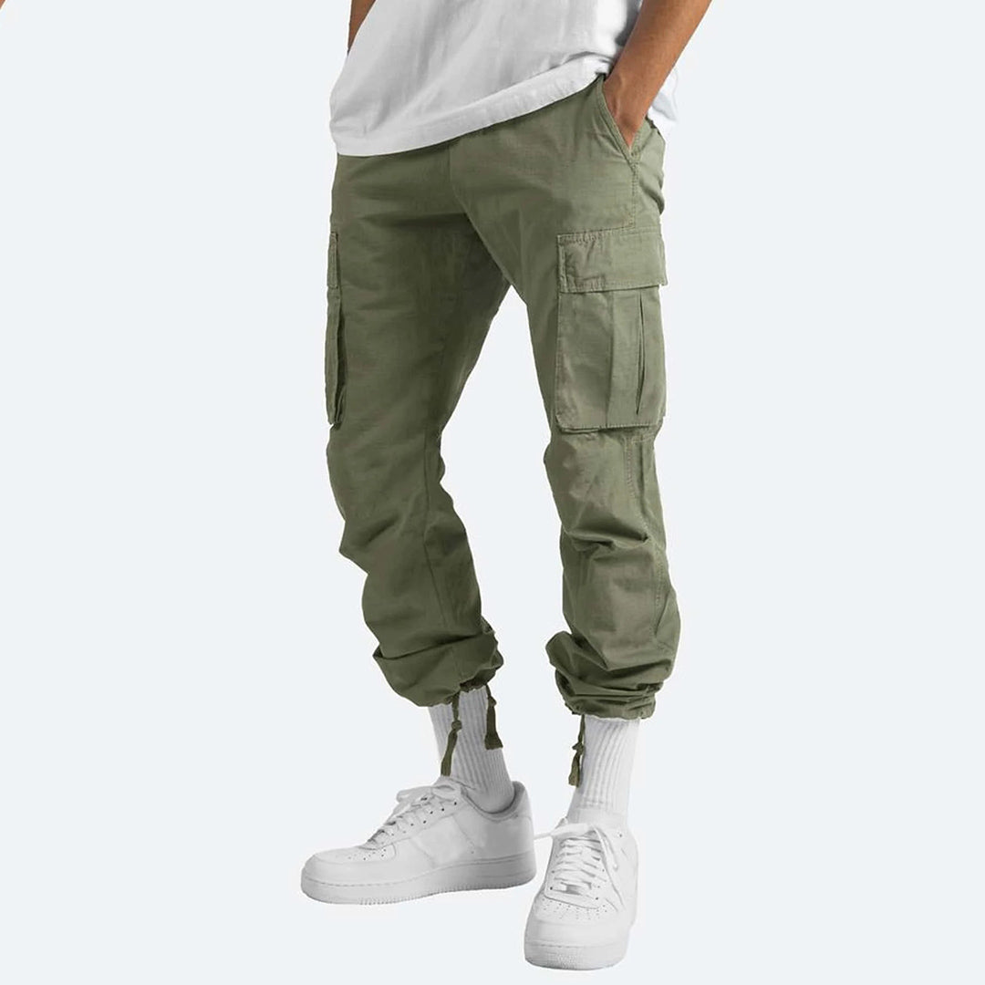 Men's Cargo Pants with Elastic Waistband and Drawstring