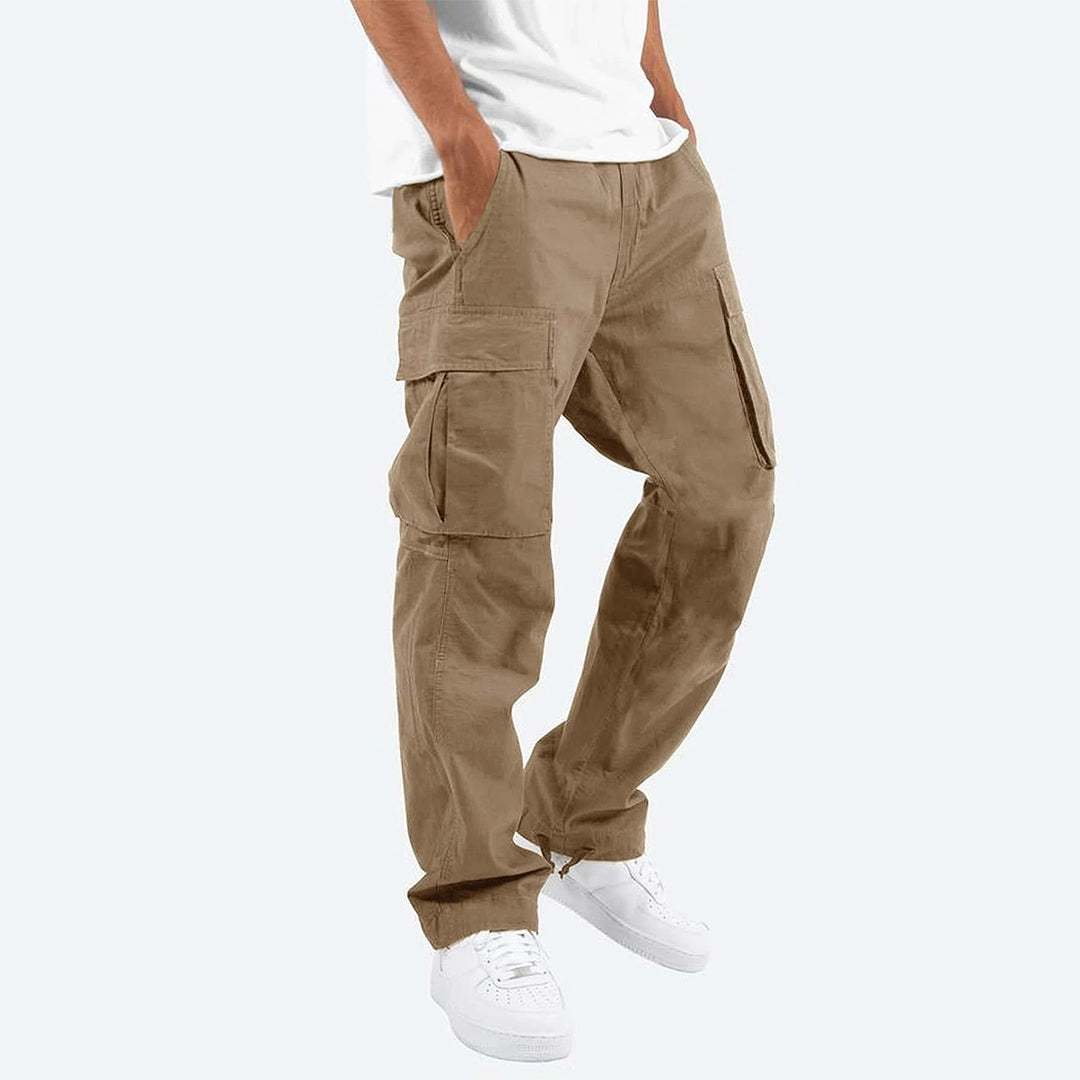 Men's Cargo Pants with Elastic Waistband and Drawstring
