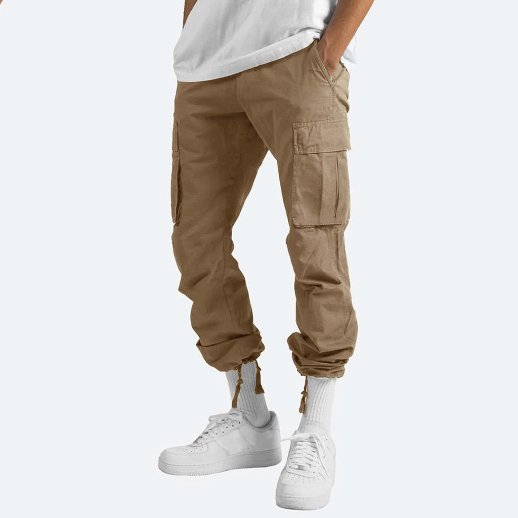 Men's Cargo Pants with Elastic Waistband and Drawstring