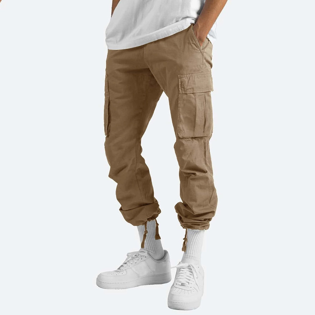 Men's Cargo Pants with Elastic Waistband and Drawstring