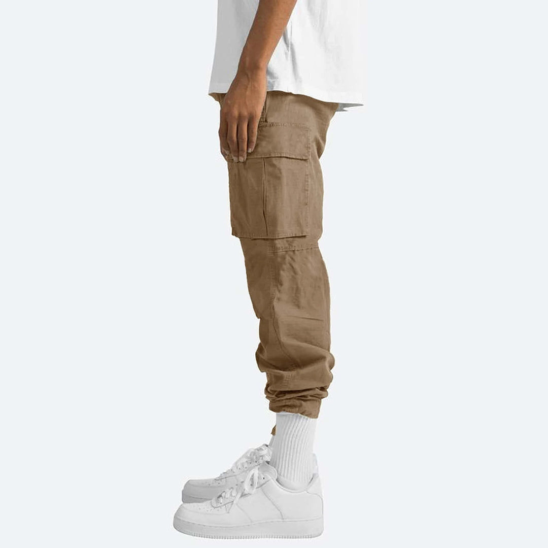 Men's Cargo Pants with Elastic Waistband and Drawstring