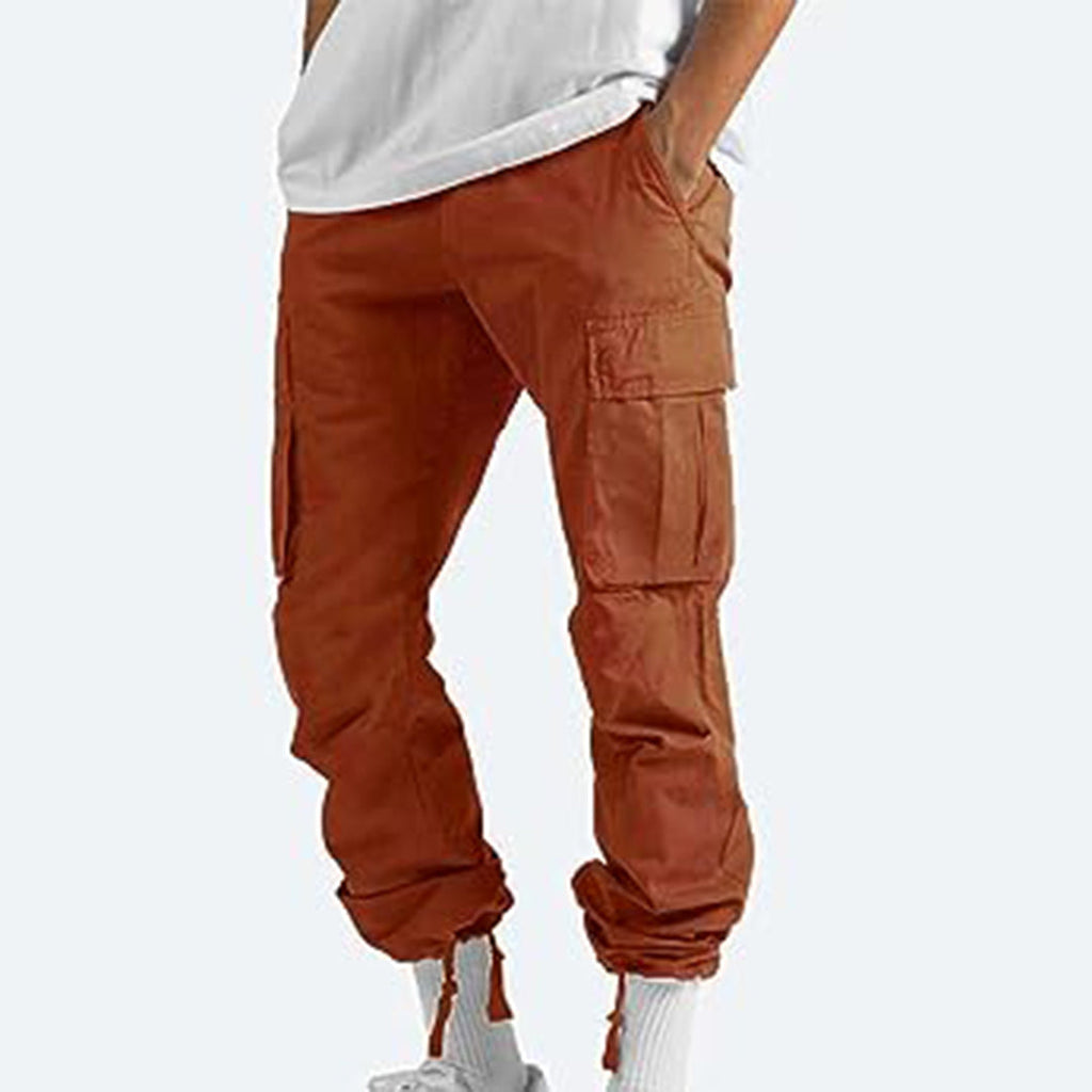 Men's Cargo Pants with Elastic Waistband and Drawstring