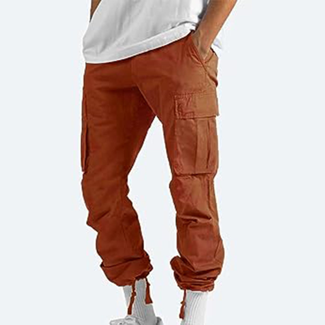 Men's Cargo Pants with Elastic Waistband and Drawstring