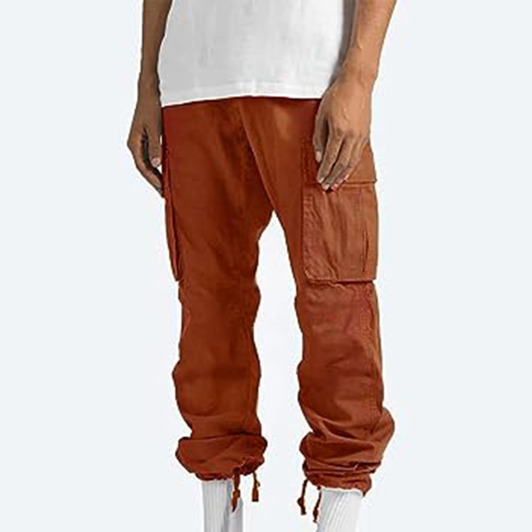 Men's Cargo Pants with Elastic Waistband and Drawstring