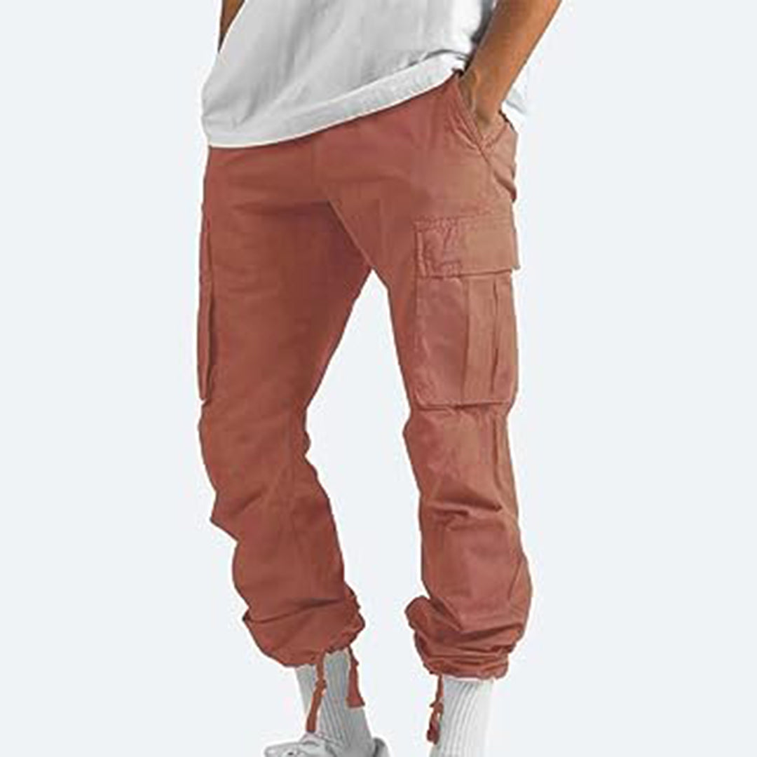 Men's Cargo Pants with Elastic Waistband and Drawstring