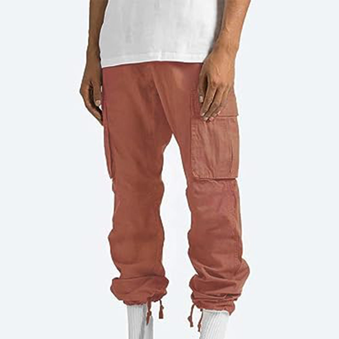 Men's Cargo Pants with Elastic Waistband and Drawstring
