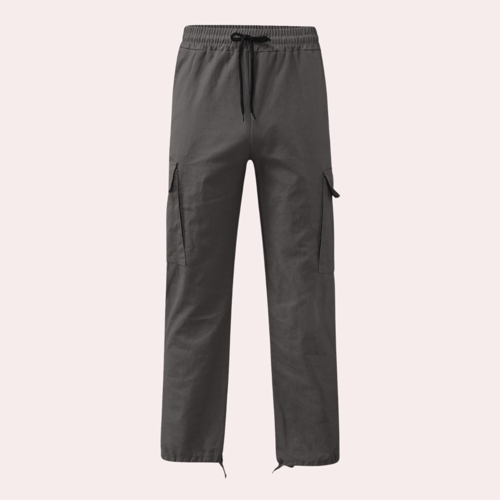 Men's Cargo Pants with Elastic Waistband and Drawstring