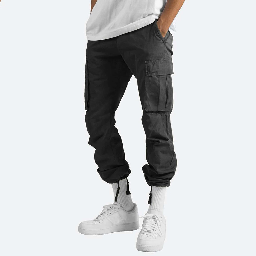 Men's Cargo Pants with Elastic Waistband and Drawstring