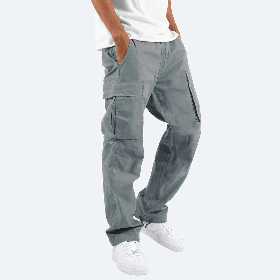 Men's Cargo Pants with Elastic Waistband and Drawstring
