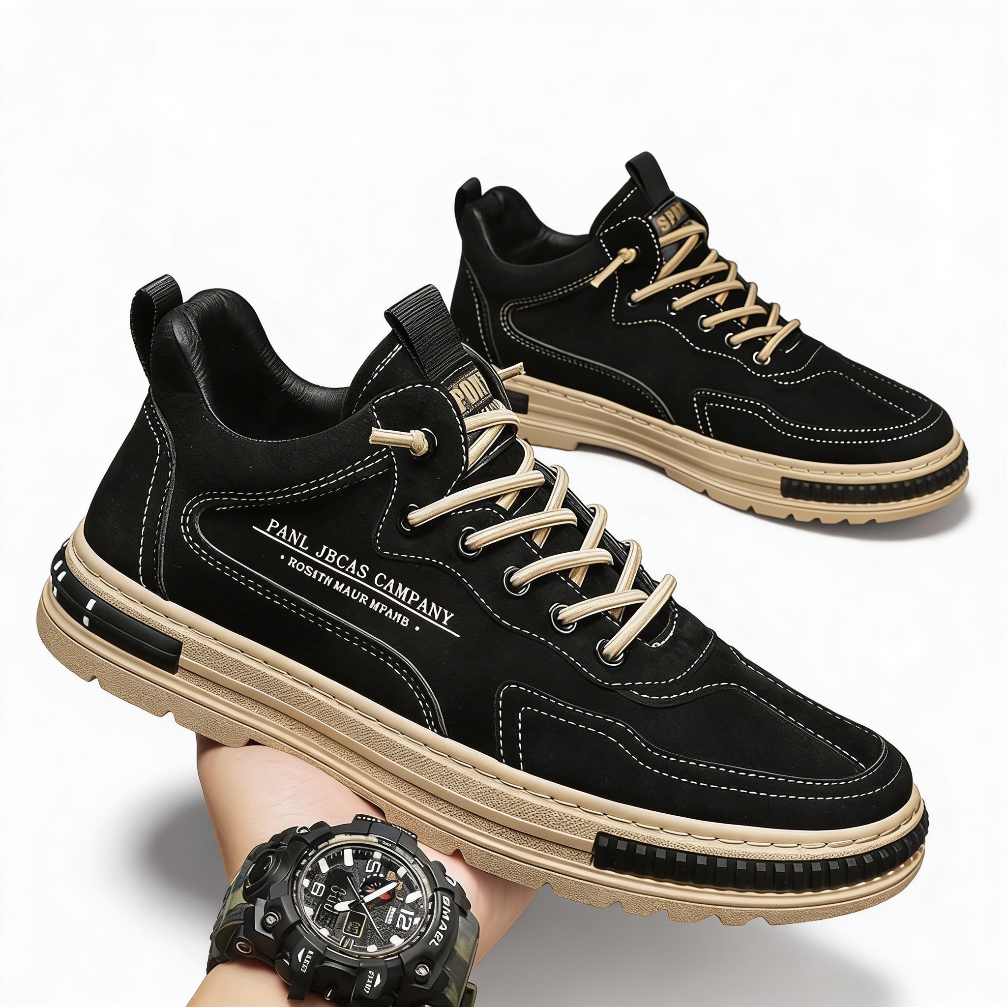 Men's Casual Sneakers with Chunky Sole and Contrast Details