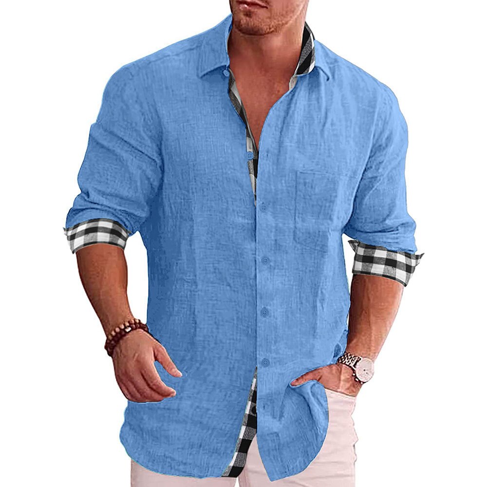 Men's Shirt with Checkered Cuffs