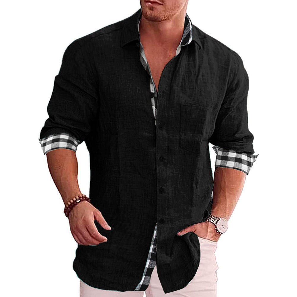 Men's Shirt with Checkered Cuffs
