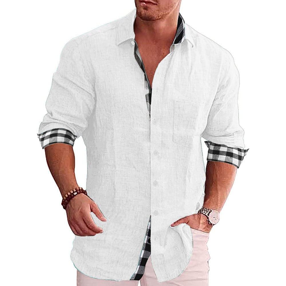 Men's Shirt with Checkered Cuffs