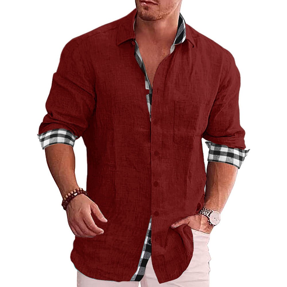 Men's Shirt with Checkered Cuffs