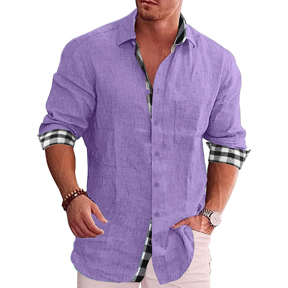 Men's Shirt with Checkered Cuffs