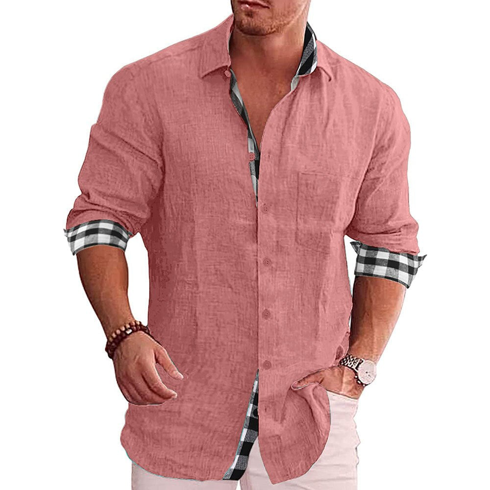 Men's Shirt with Checkered Cuffs