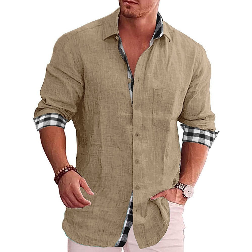 Men's Shirt with Checkered Cuffs